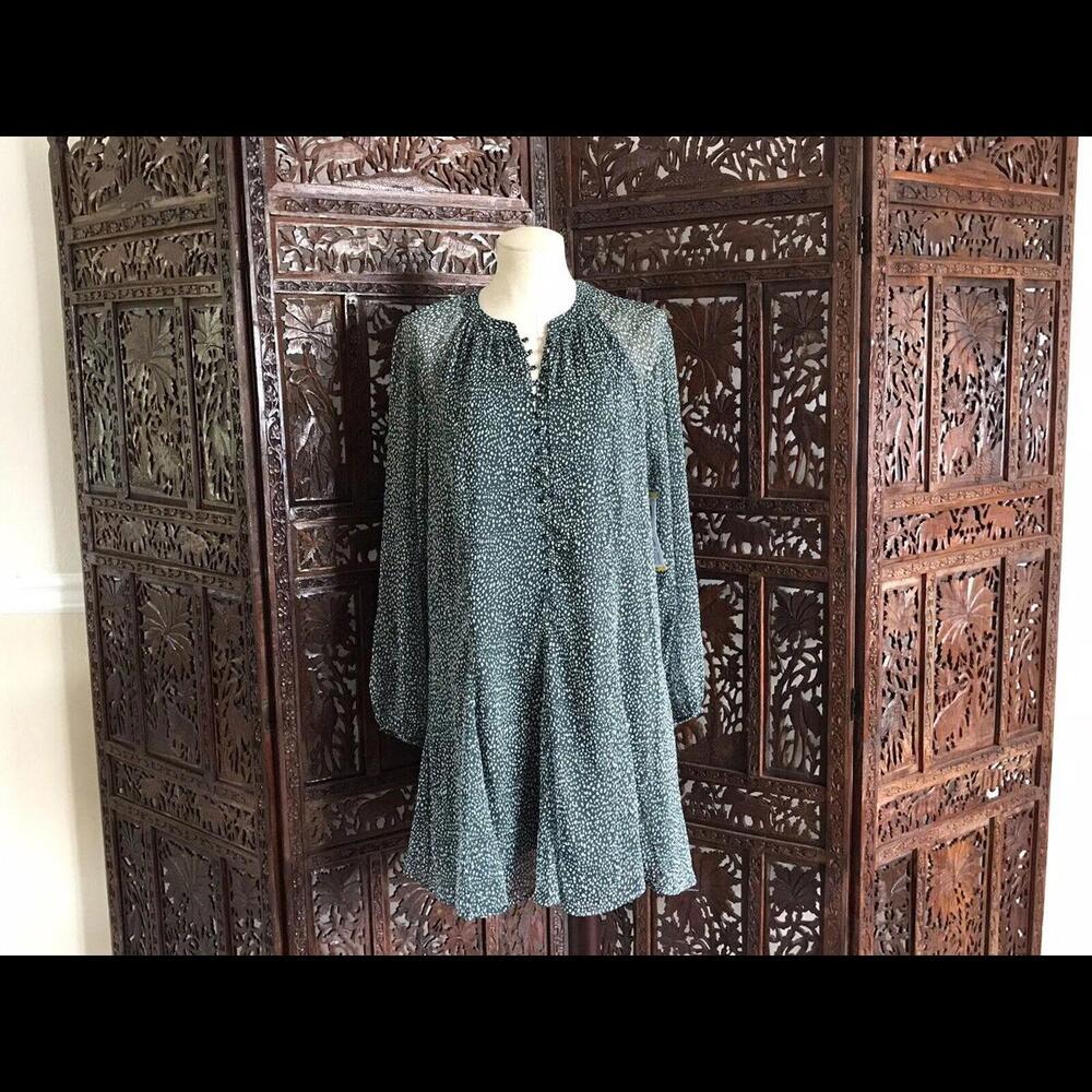 Joie Arctic Animal Spot Balloon Sleeve Fit & Flare Dress Sz Md 8-10 NWT
